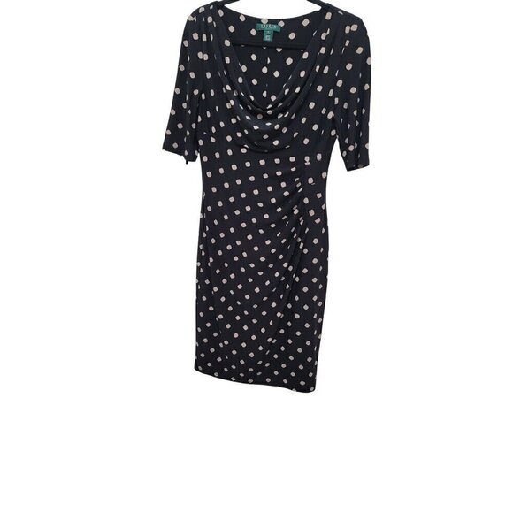 Ralph Lauren Polka Dot Dress With Cowl Neck & Half Sleeves Size 6 - Picture 5 of 12